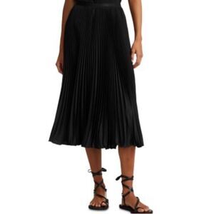 Polo Ralph Lauren Black Pleated Midi Skirt Size XS NWT